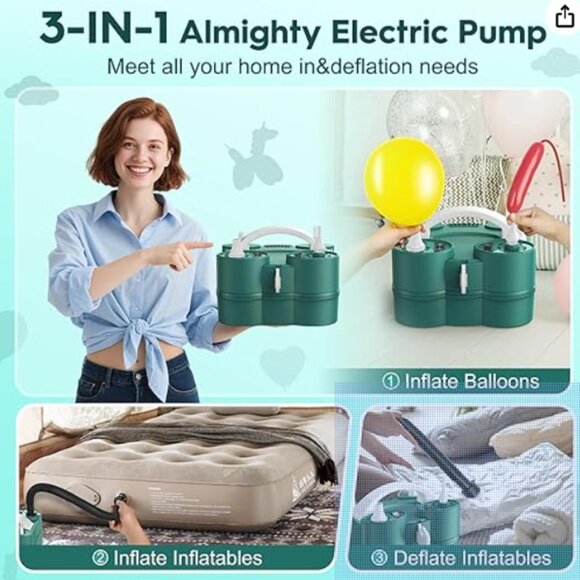 nib 3-in-1 Air Pump for Inflatables and Balloons - Picture 1 of 5